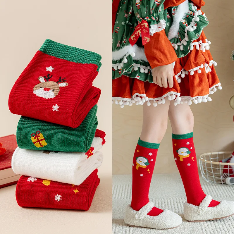 

Children's Christmas Socks Mid Tube Autumn Winter Cartoon Cute Fashion Kids Baby Red New Year Santa Tree Socks Christmas Gift