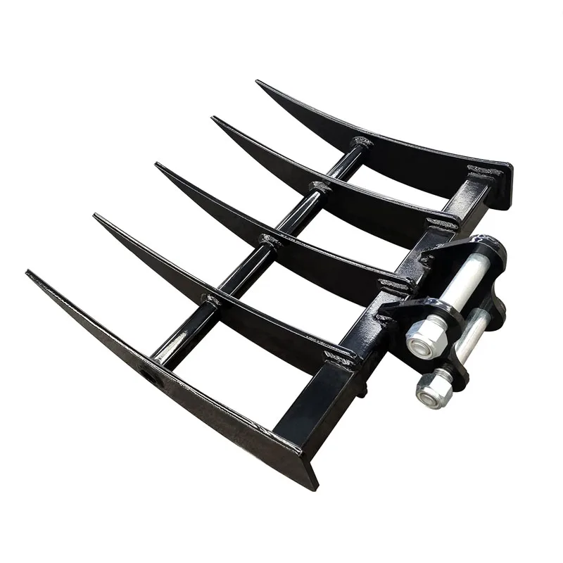 Мини-экскаватор, грабли с пятью зубами, небольшой экскаватор, насадки для рыхления грабли для экскаватора 1-3 т, аксессуары для очистки гравия и сорняков