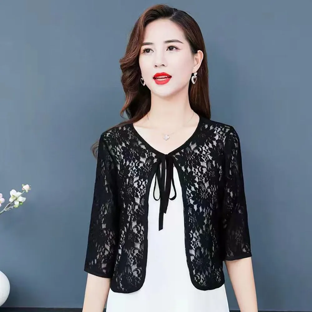 

Lace Thin Jacket Multicolor Lace Shawl Breathable Short Tulle Shawl Women Tops Women