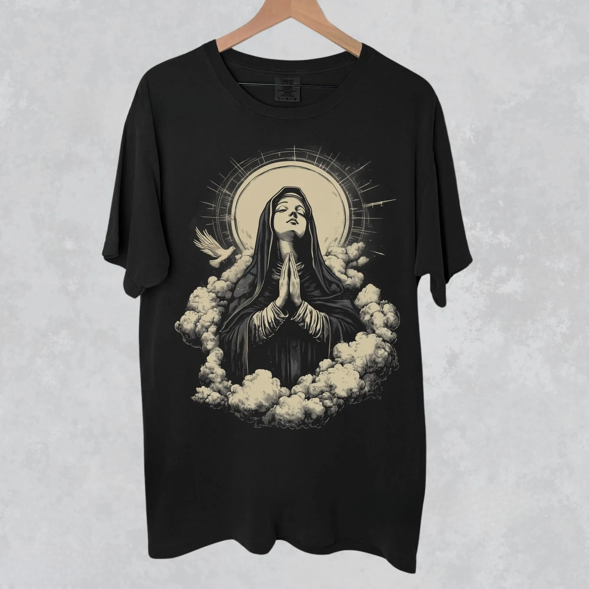 Virgin Mary Pattern Printed T-shirt for Spring/Summer Women's New Fashion Trend Top Neutral Short Sleeve Comfortable T-shirt