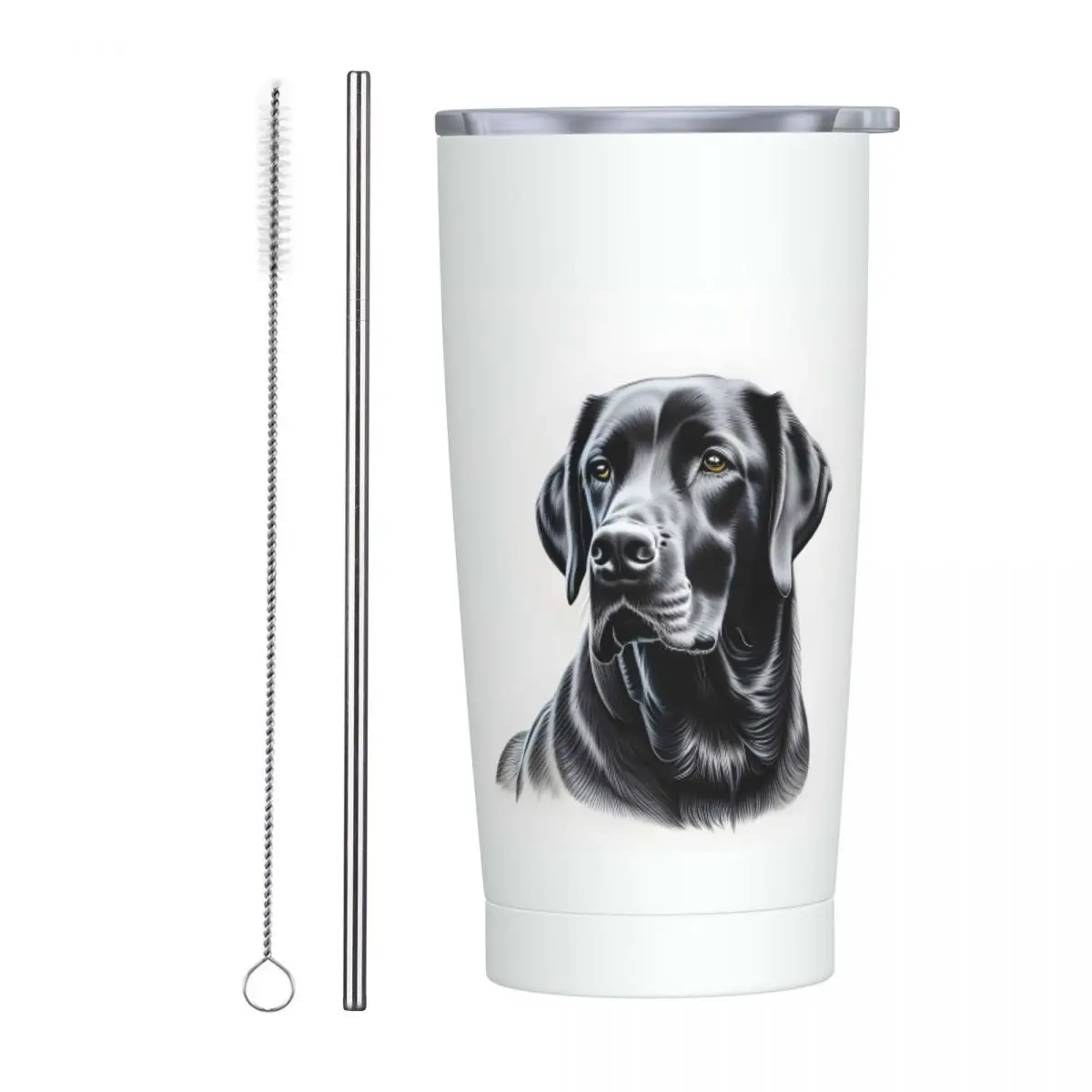 Black Labrador Retriever Stainless Steel Tumbler Vacuum Insulated Mugs Thermal Cold Cups Straws With Lid 20oz