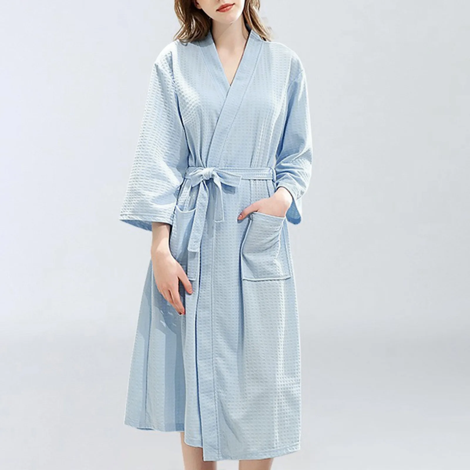 Large Size Solid Comfort Robe Couple Pajamas Absorbent Quick-drying Bathrobe Womens Mens Sleepwear Female Lacing Homewear