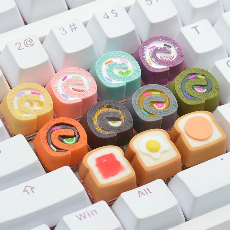 Breakfast Series - Swiss Roll, Resin Personalized Keycaps