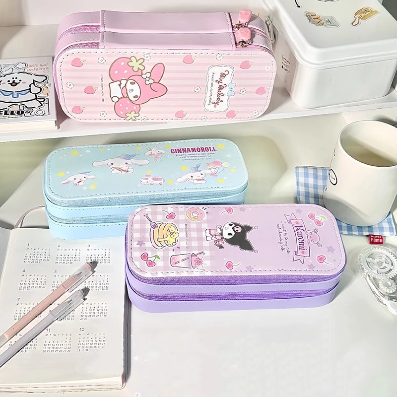 

Sanrio Cinamonroll Large Capacity Pencil Case MyMelody Kuromi Hello Kitty Student Pen Bag Stationery Storage Bag School Supplies