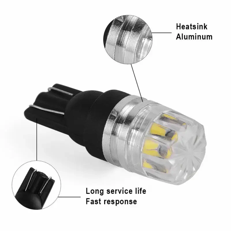 10x Белая T10 базовая фотолампа 12 В, автомобильная фотолампа, фотолампа 2SMD, высокомощная купольная карта, фотолампы W5W 168 194, автомобильные аксессуары