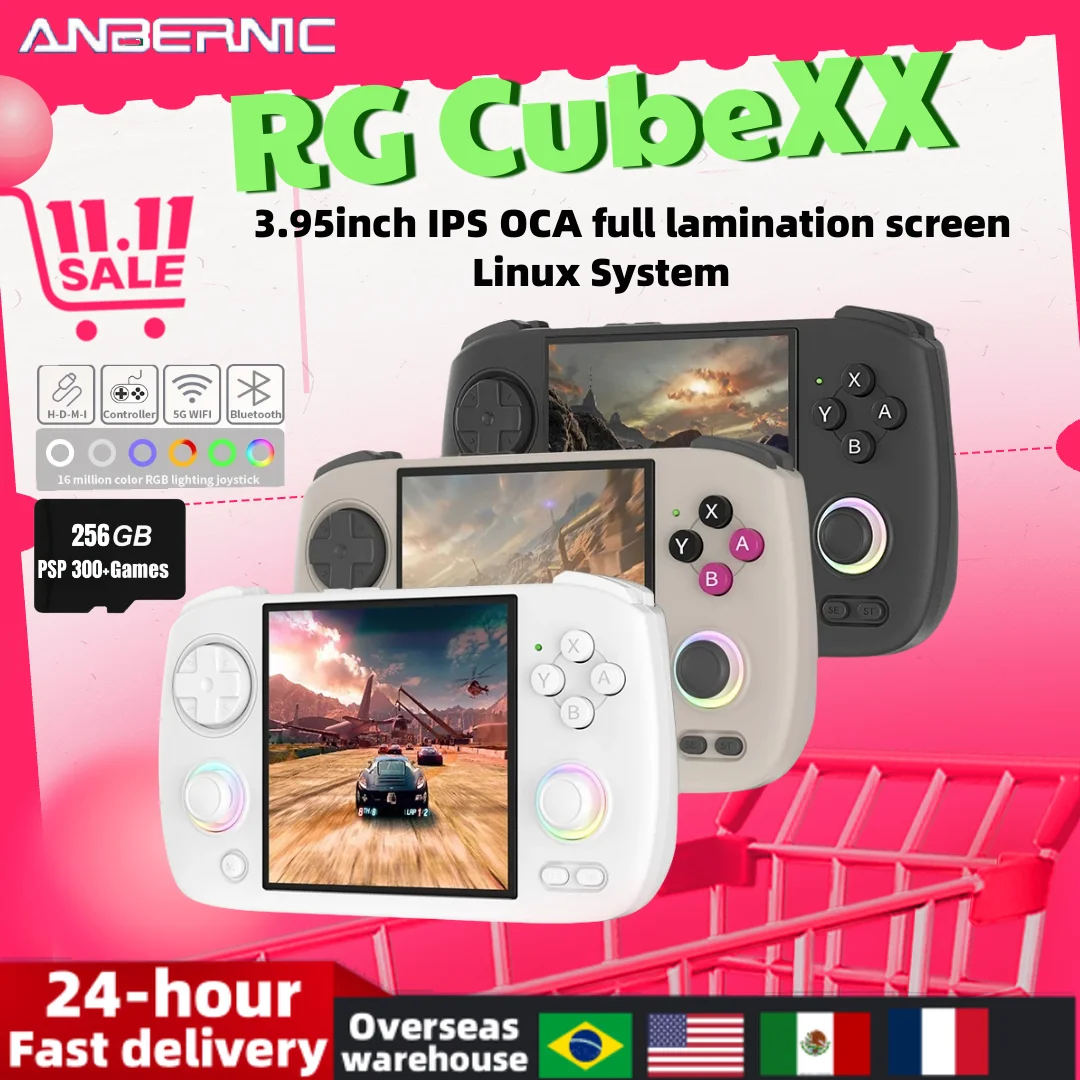 

ANBERNIC RG CubeXX Retro Handheld Games Console 3.95 Inch IPS Screen Linux RGB Joystick HD Video Gaming Player WIFI Bluetooth