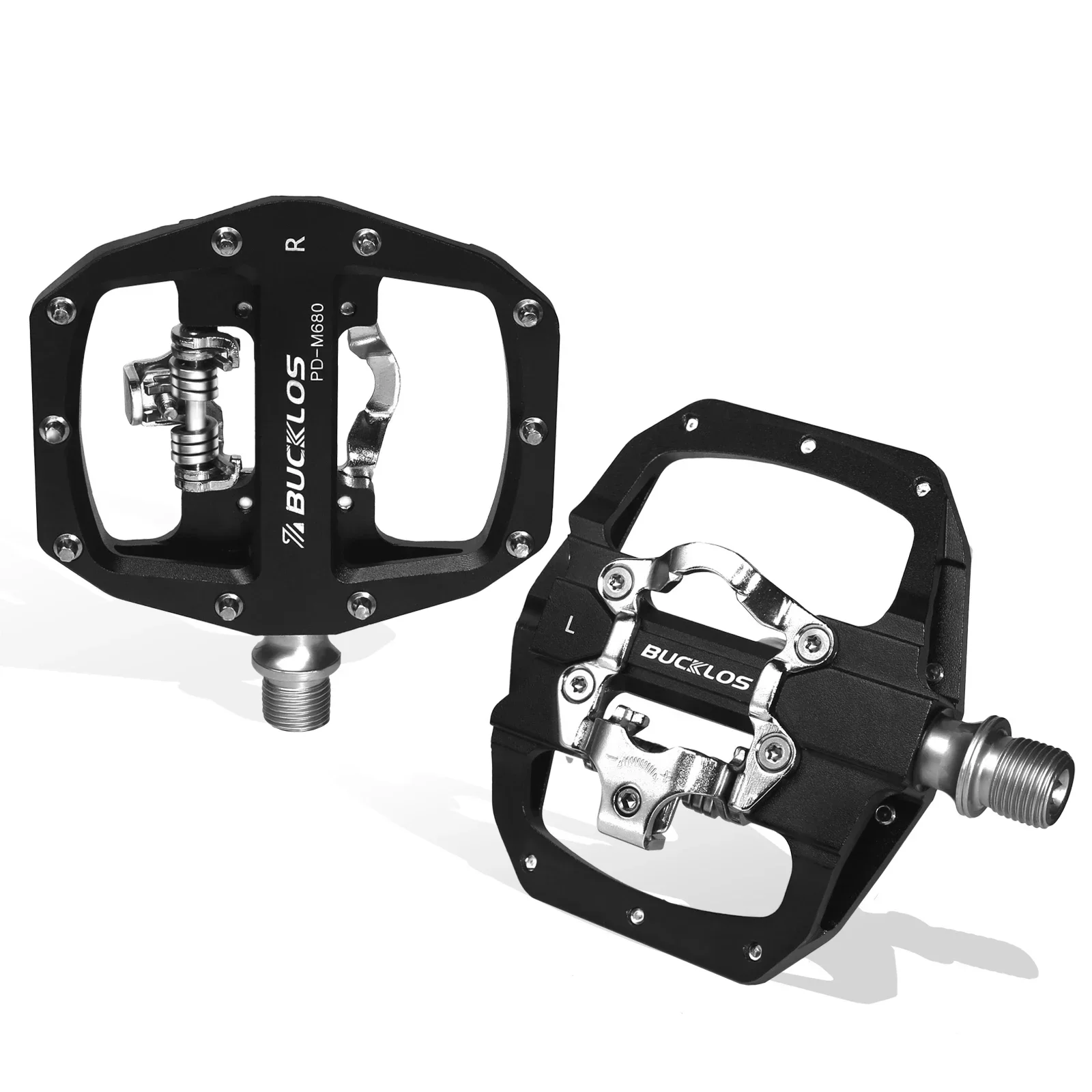 BUCKLOS Mountain Bike Pedal Bicycle Flat/lock Clipless Pedal Fit SPD Sealed Bearing Dual MTB Pedals SH56 MTB Cleat for Shimano