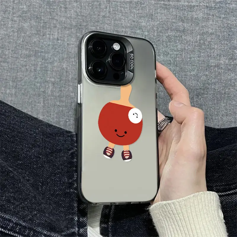 

Table tennis racket pattern phone case for iPhone 16 15 14 13 12 11 Pro/ Max/Plus shock-proof rear cover anti-fingerprint