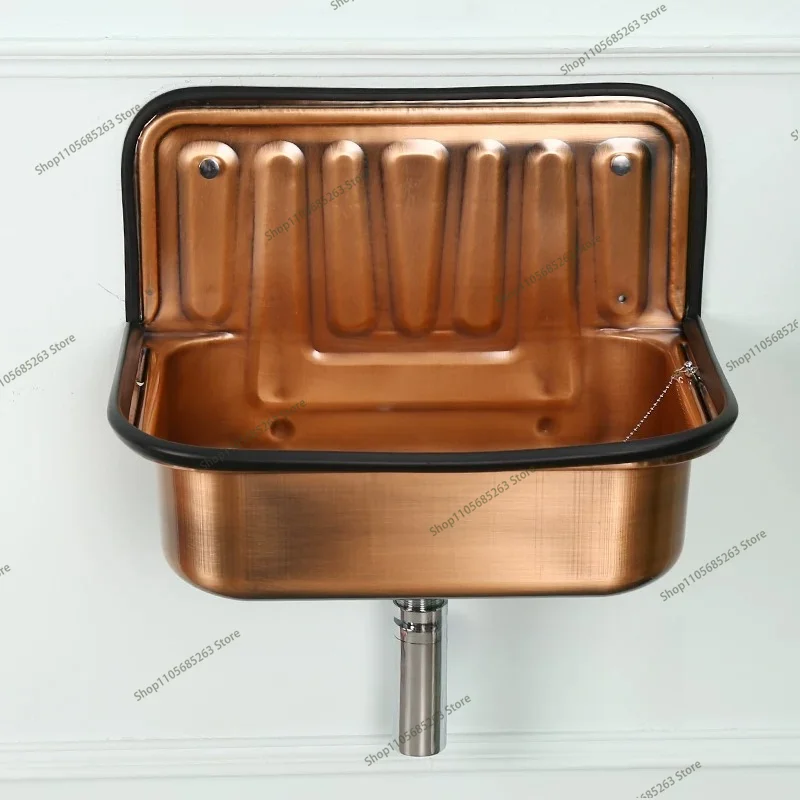 European-style sink retro red copper plating nostalgic hanging basin bathroom sink model room face wash kitchen balcony