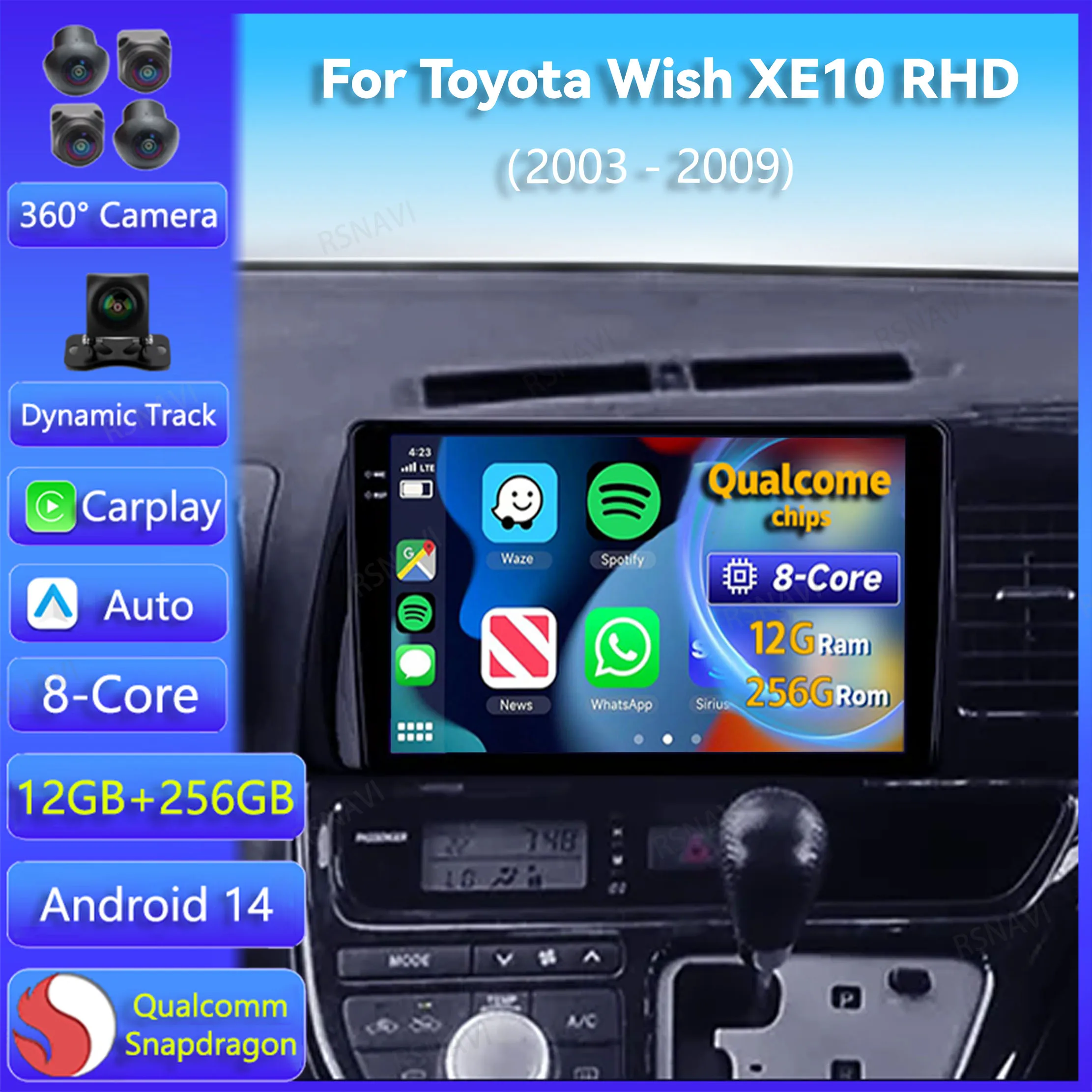 

Android 14 Carplay Auto For Toyota Wish XE10 2003 - 2009 Right hand drive Car Radio Navigation GPS Player Video Stereo Head Unit
