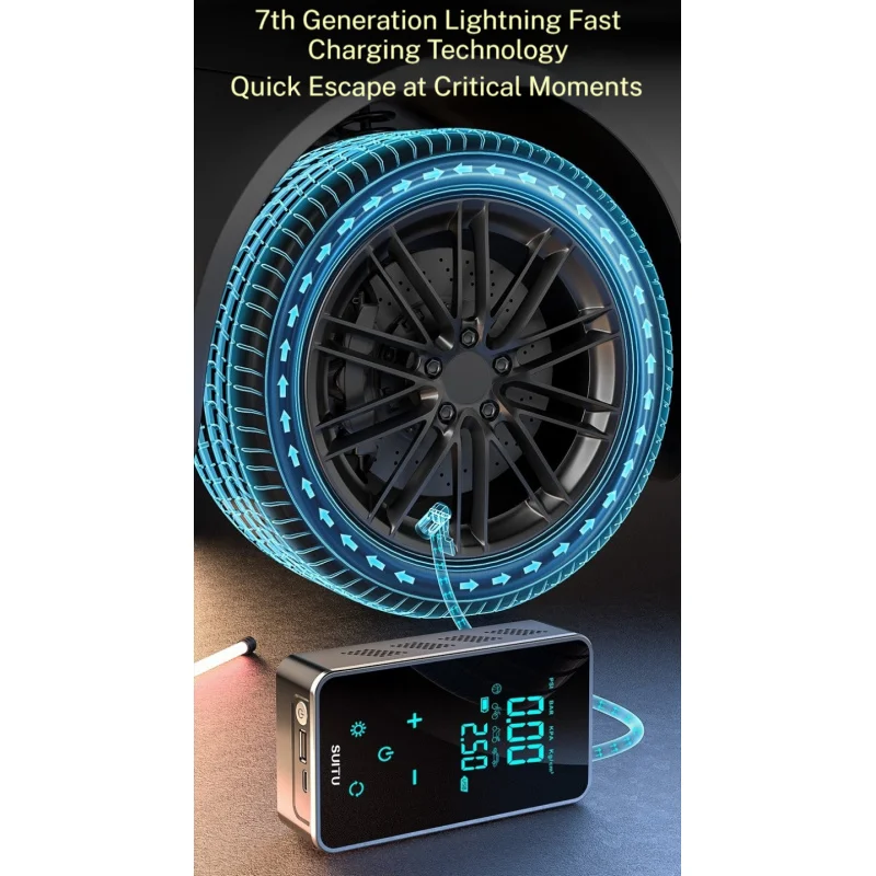 ضاغط السيارة المحمول اللاسلكي 	 حاقن الهواء شاشة ديجيتال ذكية تعمل باللمس منفاخ الإطارات للدراجات النارية دراجة الكرة