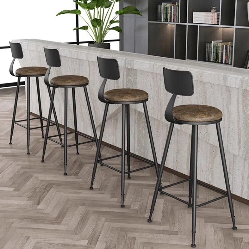 

Industrial Mordern Bar Chair Living Room Retro Leather Aesthetic Island Chair Stool Counter Step Taburetes Altos Bar Furniture