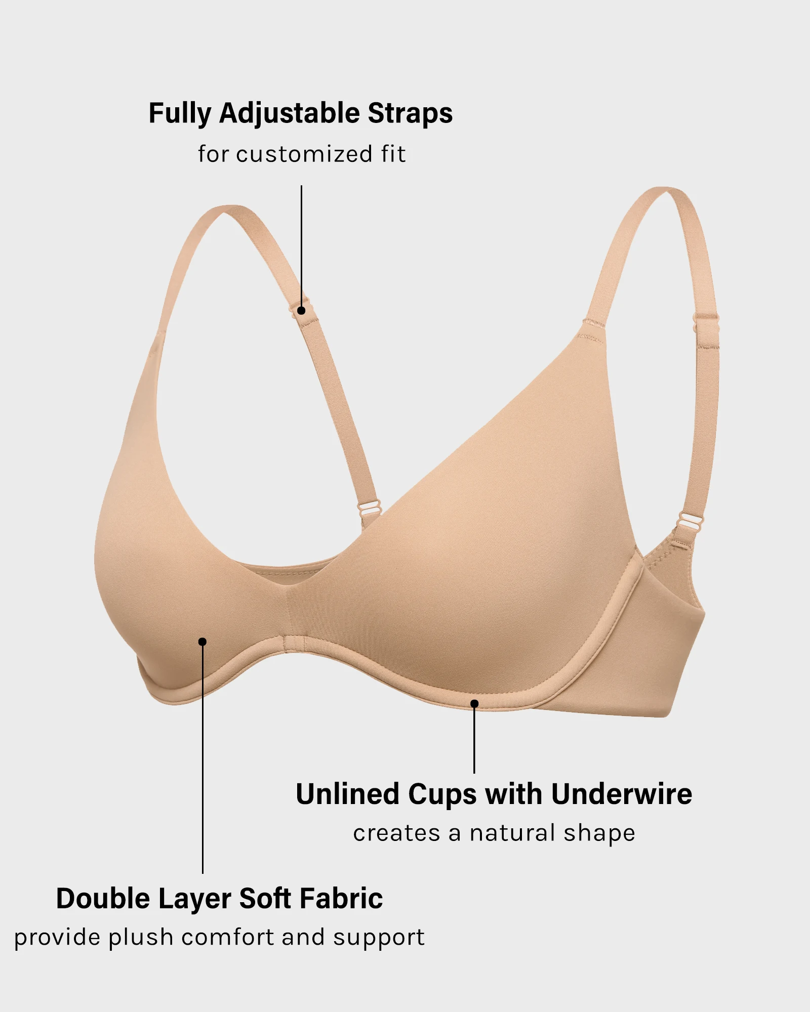 Women\'s Sexy Demi Balconette Bra Unlined Underwire Seamless Supportive Deep Plus Plunge Bras