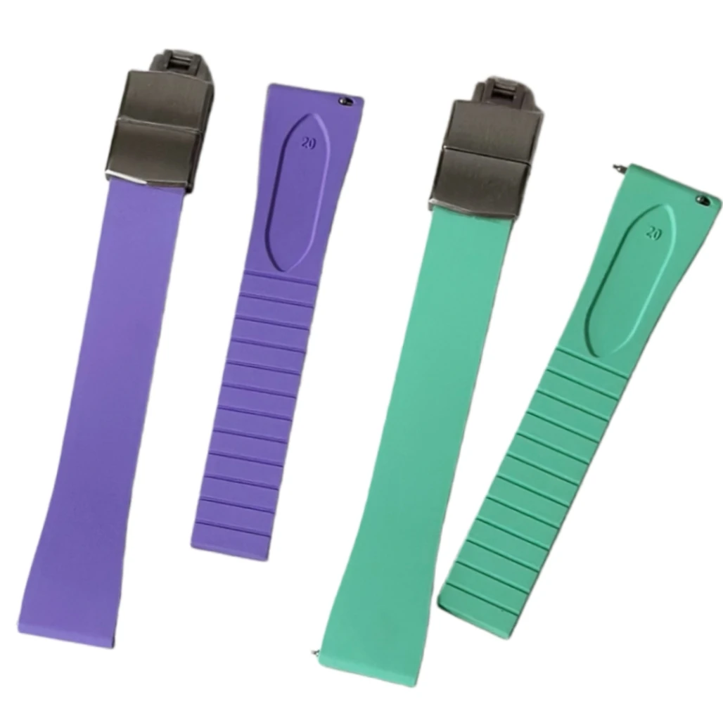 CTS Fluororubber Watch Strap 16mm 18mm 19mm 20mm 21mm 22mm Quick Release Butterfly Buckle New CTS FKM Strap For Cut To Size