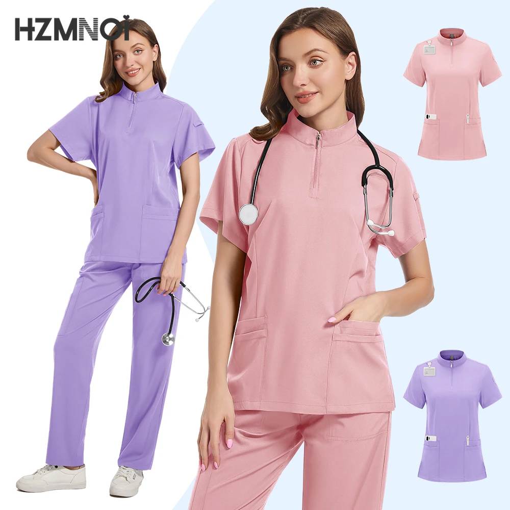 Tops+pant Medical Uniform Surgery Scrubs Shirt Short Sleeve Pet Shop Doctor Nurse Nursing Uniform Set Women Workwear Scrub