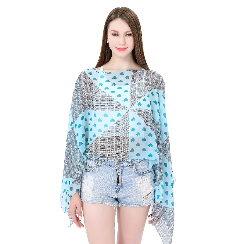 

Summer Fashionable Poncho Sunscreen Imitation Silk Sunscreen Shawl Printed Silk Shawl Travel Photography Beach Cape P1