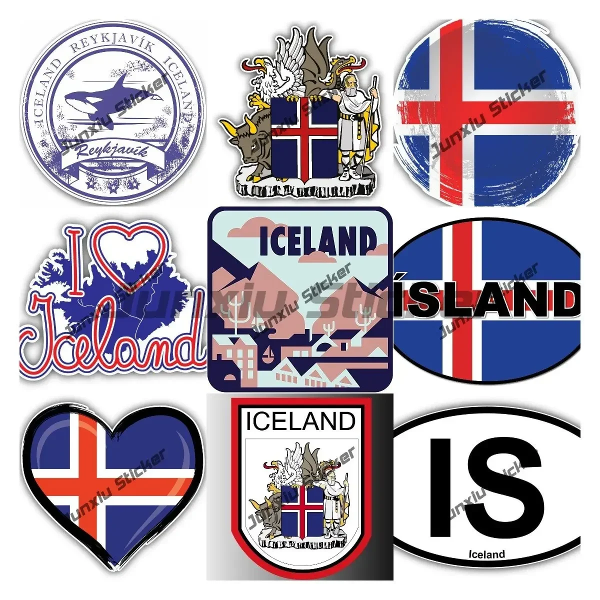 

Iceland Coat of Arms Sticker Iceland Euro Oval Car Decal Vagabond Heart Iceland Sticker Weatherproof Reykjavik Souvenir Stickers