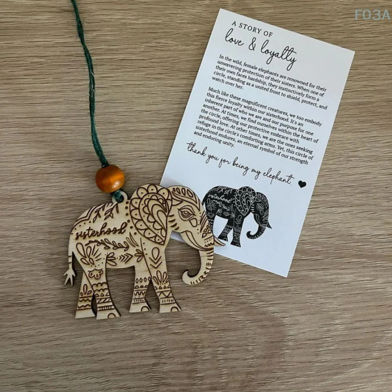 Wooden Friendship Gift Sisterhood Elephant With Story Card Christmas Tree Decorations Sisterhood Elephant Ornaments