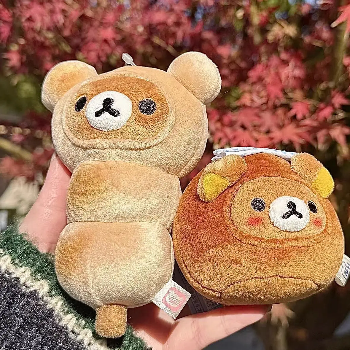 Rilakkuma bola de arroz al horno pan al vapor bolsa de felpa colgante muñeca de oso relajado llavero Kawaii regalo de novia