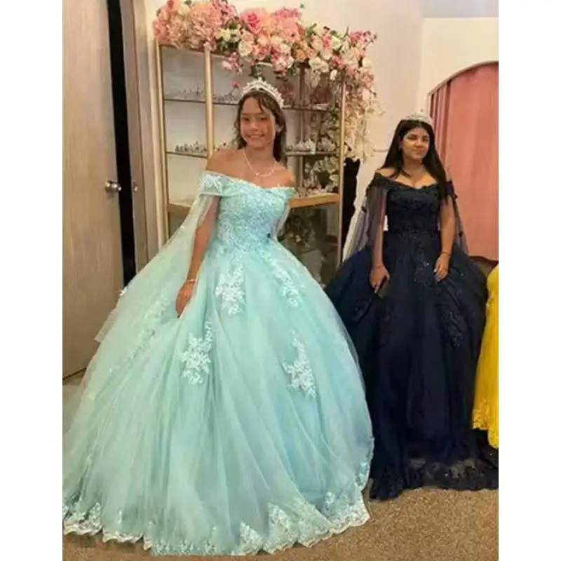 Off Shoulder Colorful Gauze Evening Gown Fluffy Skirt Hosting Long Solo Stage Performance Costume Annual Party Gown Customized