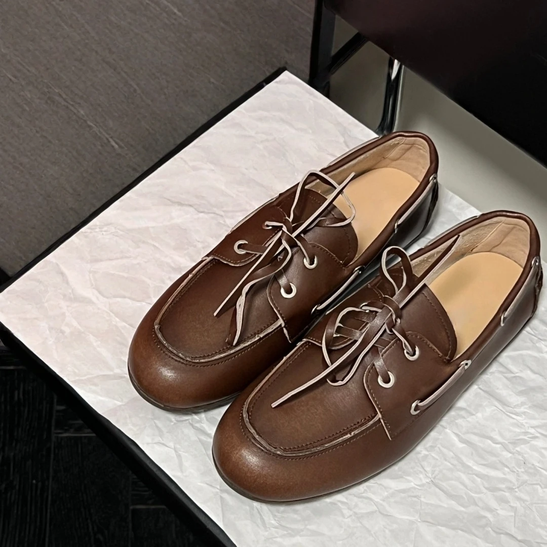

Luxury Brand Women's Footwear Handmade Genuine Leather Loafers Flat Casual Shoes Top-grain Cowhide Soft Comfortable Holiday Gift