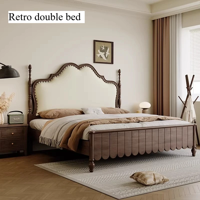 

200x220cm Frame Double Bed Queen Size Aesthetic Luxury King Size Bed 2 People Hotel Bedroom Wooden Fashion Home Furniture