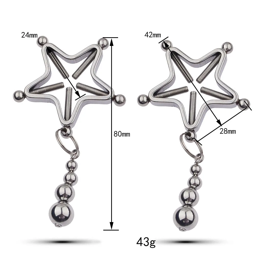 ألعاب جنسية BDSM-Nipple Clips ، مقاطع عبودية ، تحفيز الحلمة المعدنية المعززة للثدي ، يمزح العبيد ، سلسلة معدنية