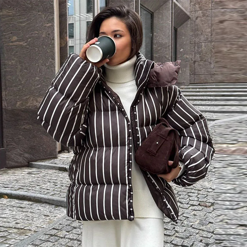 موضة مقنعين سستة الدافئة رشاقته معاطف للسيدات مقنعين مبطن سترة الخريف الشتاء الإناث شريط غير رسمي المرأة وسادة مبطنة #1