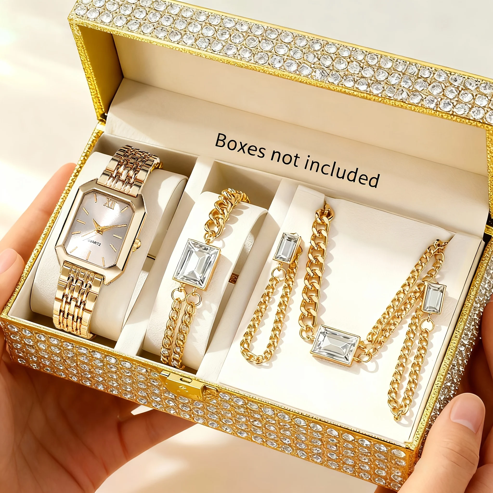 5 قطعة/المجموعة أنيقة مستطيل النساء الساعات أزياء السيدات كوارتز ساعة اليد طقم مجوهرات Reloj Mujer الفتيات ساعة هدية (بدون صندوق) #2