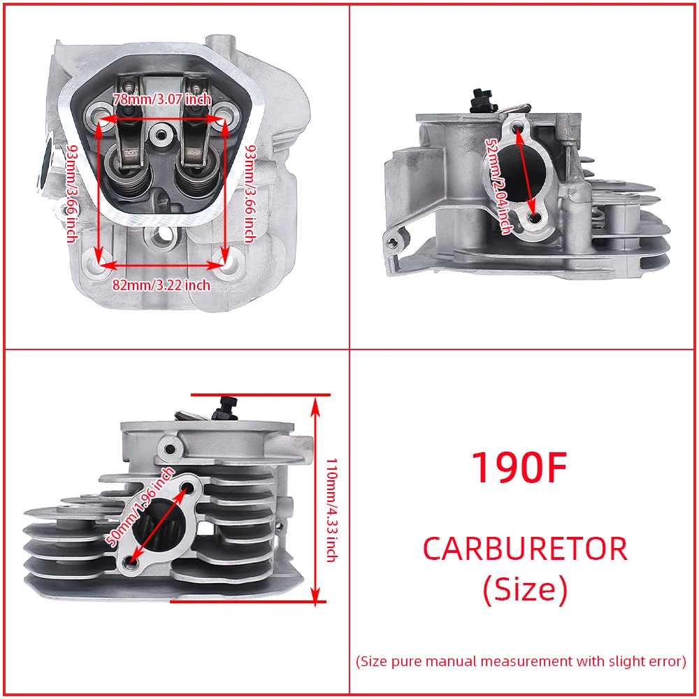 Complete Cylinder Head for 190F GX420 420cc 15HP 16HP 90mm Bore Engine Assembled Valve Rocker Kit 5KW 6KW 7KW Generator Parts