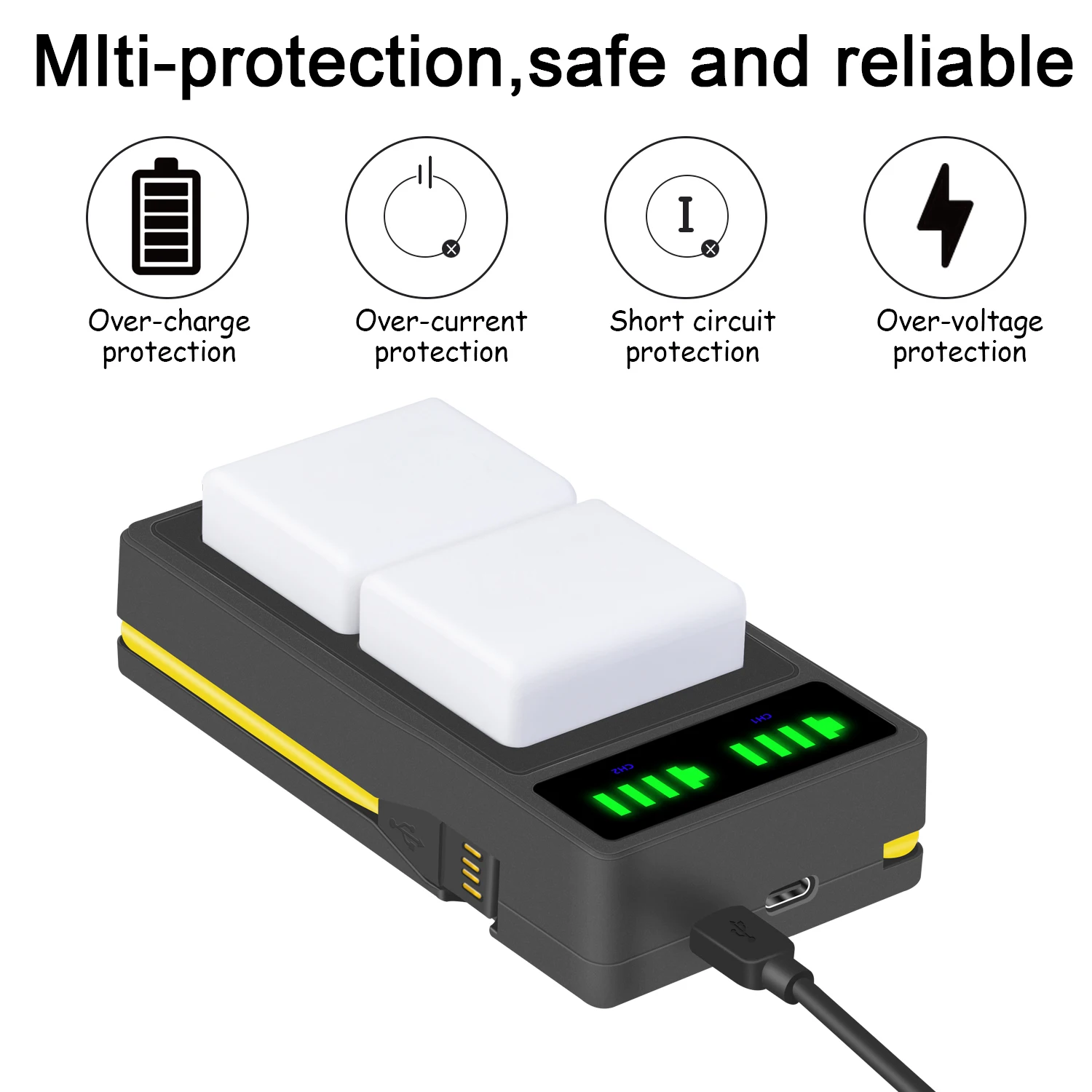 Fast LED Dual Battery Charger for Arlo Ultra/Ultra 2 and Arlo Pro 3 Pro 4 Camera Rechargeable Battery