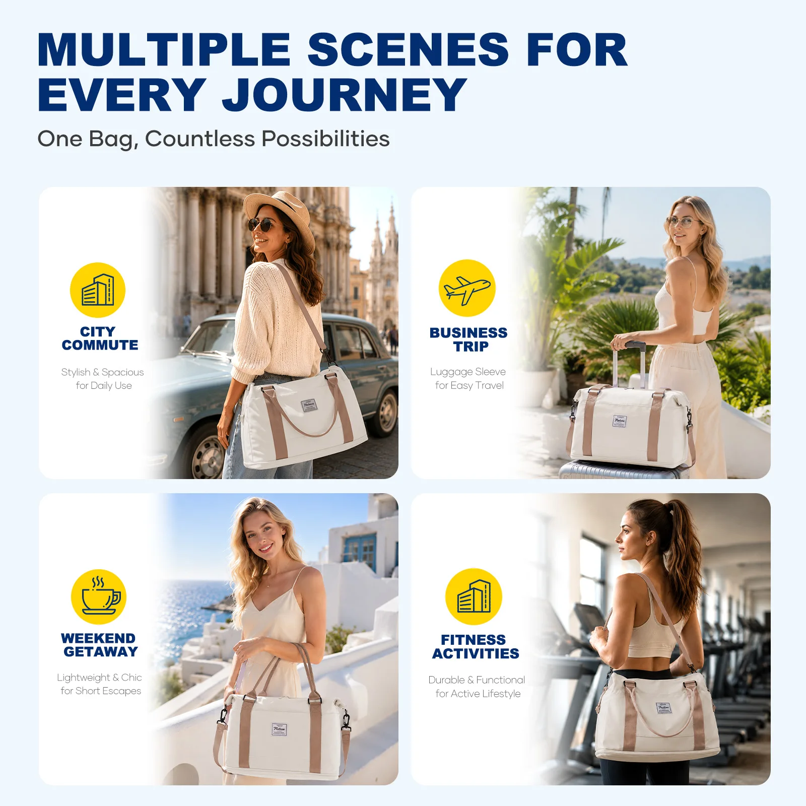 Wochenendtaschen für Damen, Reisetasche, Ryanair-Kabinentasche 40x30x20, faltbare Handgepäck-Reisetasche für Herren, wasserdichte Sporttasche für Fitness und Reisen – Detail 8
