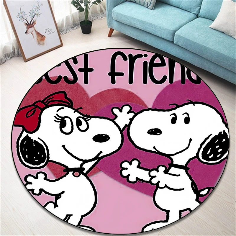 Snoopy the hottest animecartoon Round Carpet for Living Room Rugs Camping Picnic Mats Flannel Anti-Slip Rug Yoga Mat Gifts,