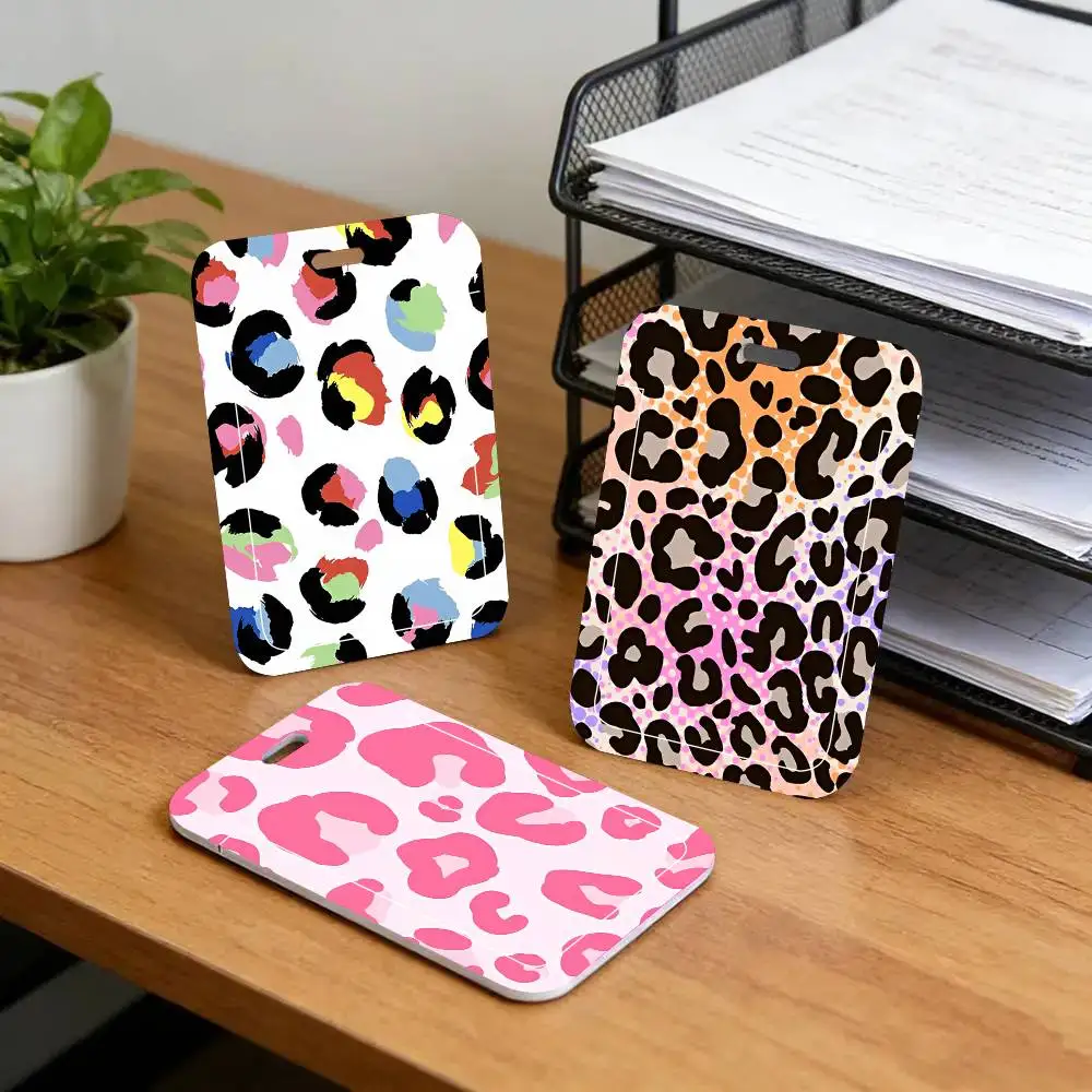 Leopard Print Black Lanyard Card Holders Student Meal Cards And Campus Ids School