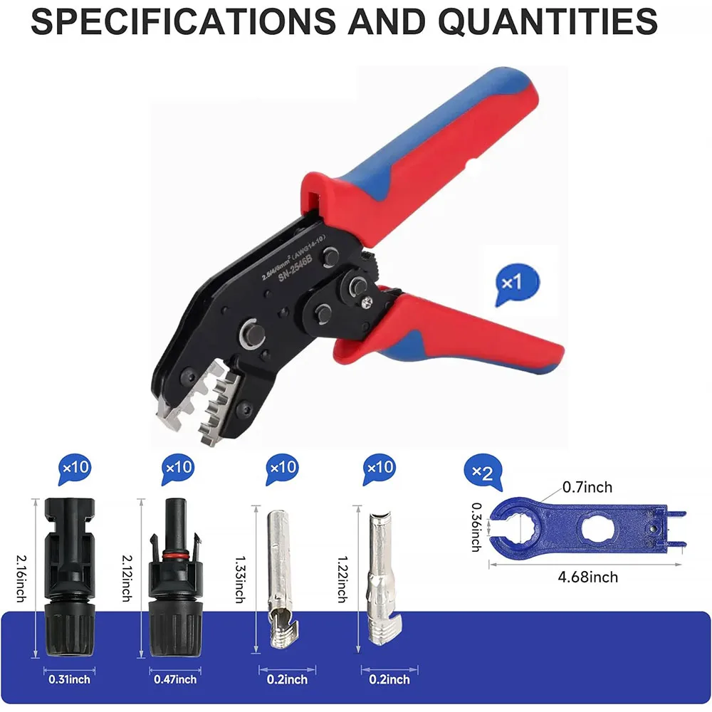 SN2546B Draht-Crimpzange für Solarstecker Solar-PV-Kabel-Crimpwerkzeug für Solarverbinder AWG14-10 2,5/4/6mm² – Detail 1