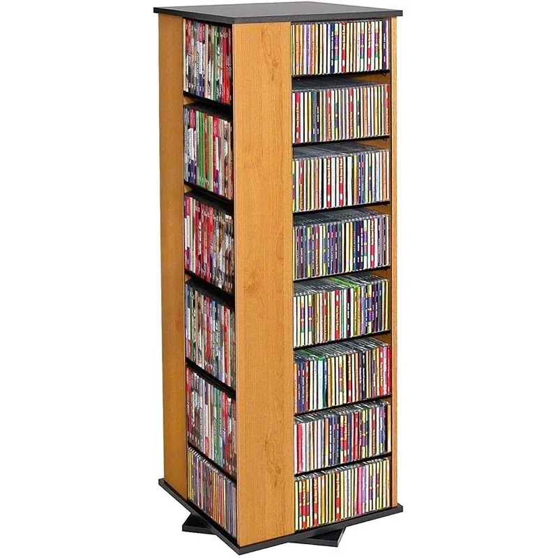 Revolving Media Tower 900 CD DVD Storage Cabinet Black Oak Trim, Customized