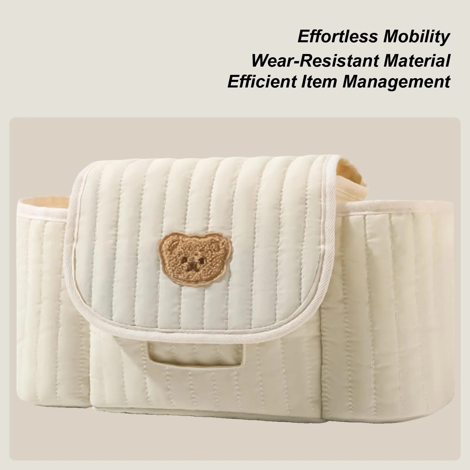 

Stroller Bag Organizer With Tissue Opening Wipes Dispenser With Adjustable Strap For Diaper Cup Toy Phone Bottle Snack