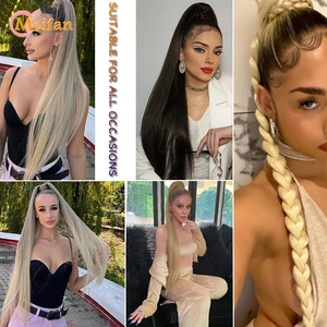 Meifan-Auslöser von synthetischen Pferdeschwanz für schwarze Frauen, natürliches Geflecht, Haarpony, gerade elastisch, 24 6 Hauptverkäufe für Frauen -Rabo - №3