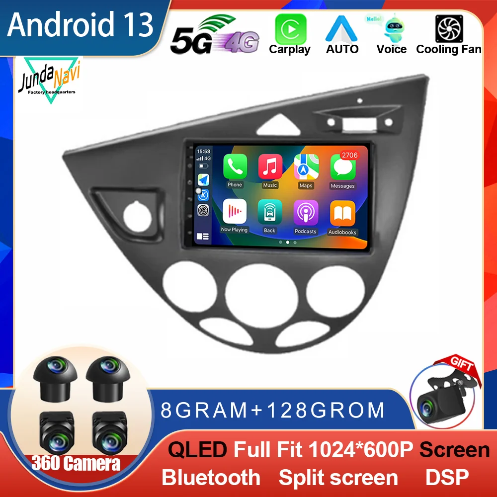 Android 14 For Ford Fiesta 1995-2001 Focus MK1 1998-2004 7 Inch Multimedia Car Radio Stereo Carplay Autoradio Head Unit Auto