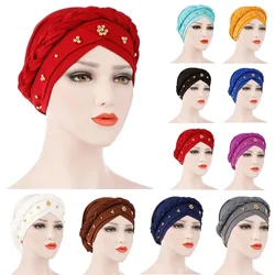 Lady Women cappello da cancro cappello chemio musulmano treccia testa sciarpa turbante testa avvolgere copertura Ramadan perdita di capelli copricapo islamico moda araba