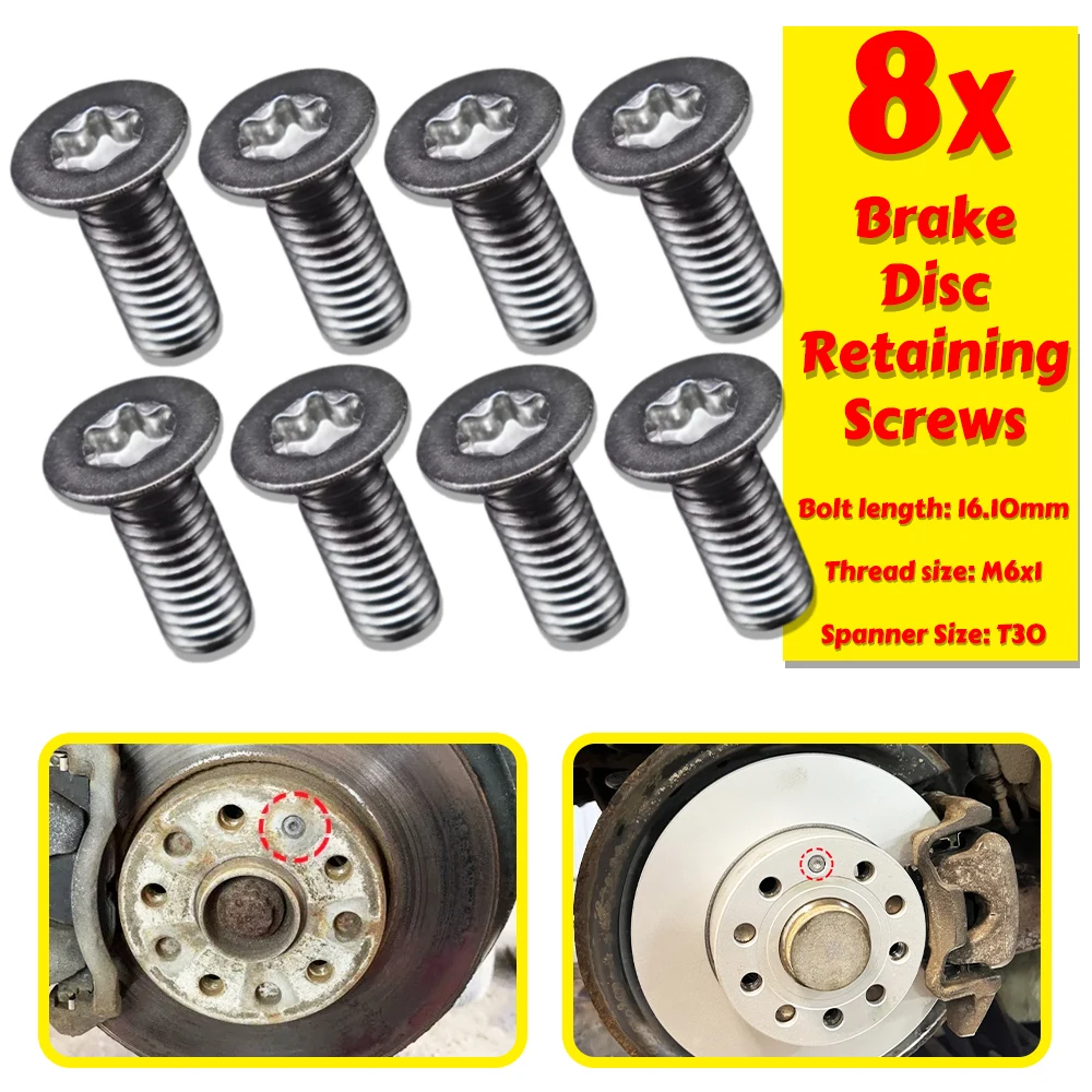 

8PC Hex Socket Countersunk Bolt FOR Audi A3 8P A4 A6 TT 8J 8N R8 A4 B5 B6 Brake Rotor Disc Retaining Screw Stainless Steel Spare