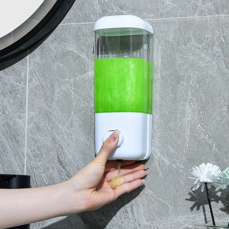 New Bathroom Non-punching Manual Press Soap Dispenser Wall Hanging Traceless Paste Disinfectant Bottle Transparent Divided