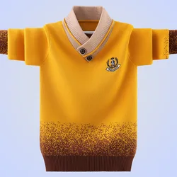 New Cotton Clothing Children's Sweater Keep Warm V-neck Pullover Sweater Children's Clothing Knitted Sweater Boys Clothes 6-14