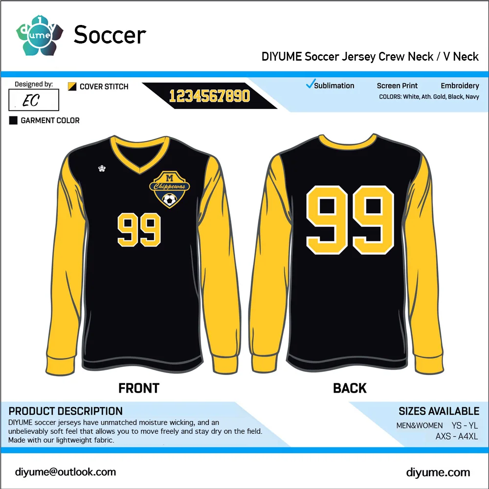 Custom Wholesale Men Soccer Jerseys Long Sleeve Printable Football Team Name Logo Number Retro Versatile Durable High Quality