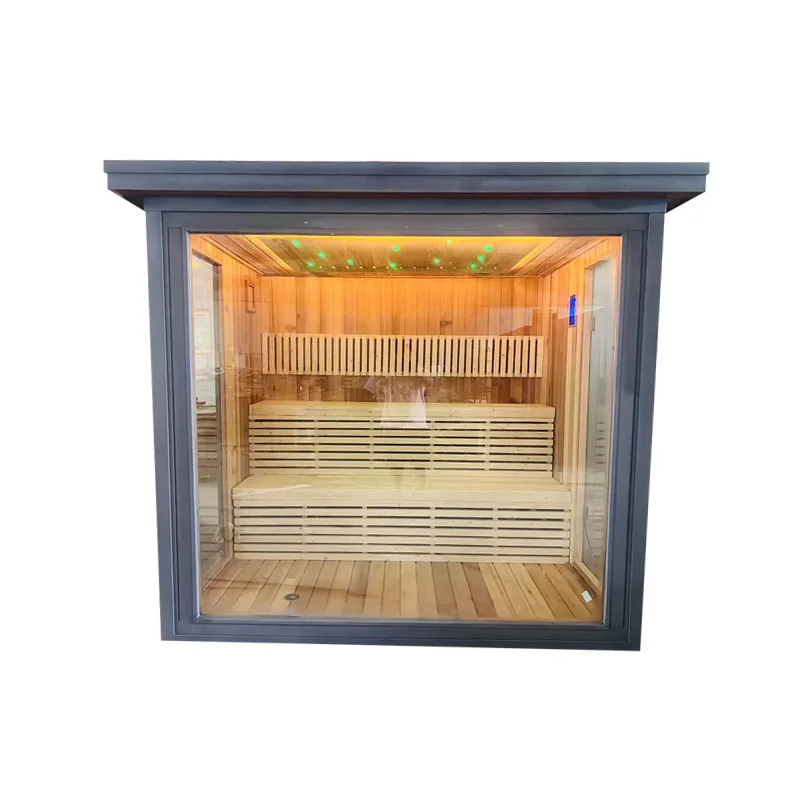 Customized 3-person hemlock new fashionable solid wood outdoor sauna