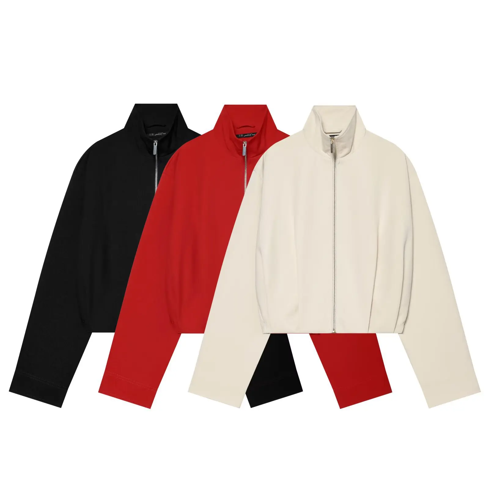 Women Oversized Bomber Jacket Stand Collar Zip Up Coat Fashion Solid  Folds Streetwear Casual Loose Short Jacket Outwear Coat
