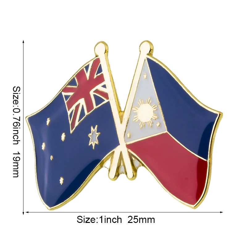 Badge drapeau Australie Philippines, épinglette métallique, broche drapeau