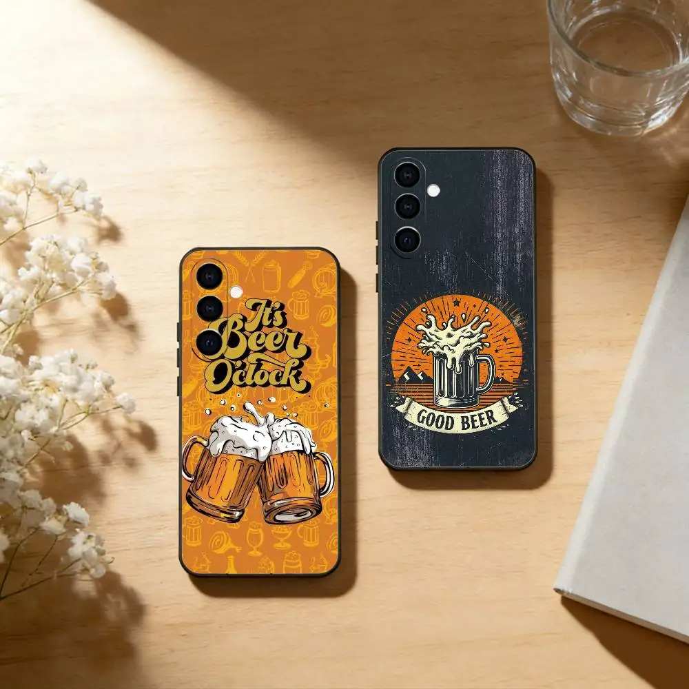 Lnteresting Beer Printing Phone Case Black Silicone Soft For Samsung Galaxy A73,A72,A71,A70,A53,A52,A51
