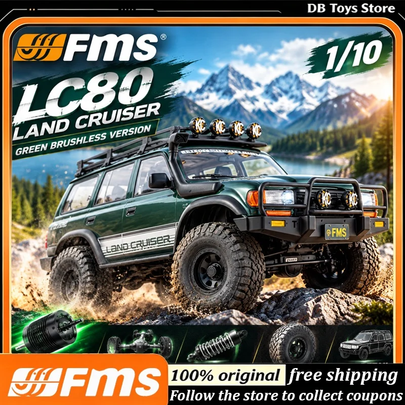 FMS 1:10 FCX10 Toyota LC80 Brushless RS Green RC Crawler Car Off Road Rock Crawler Simulated RC Model Adult Hobby Festival Gifts
