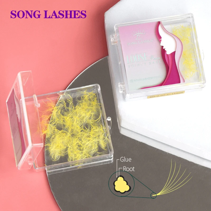 Song Lashes 500 Fans 6D Pointy Base Premade Volume Eyelash Extensions Multiple Color Loose Fans